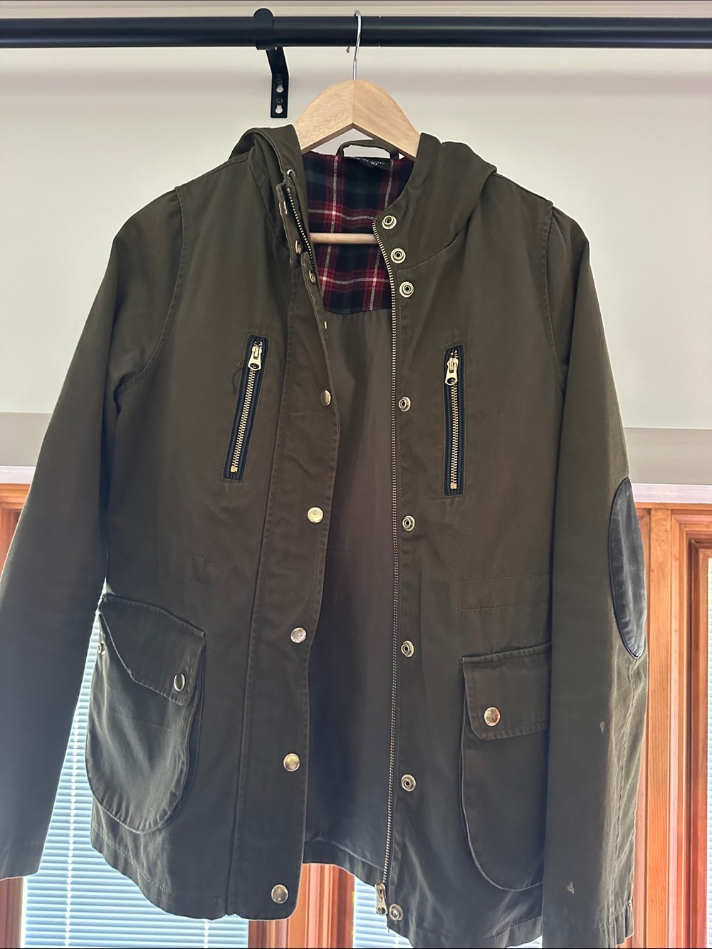 Topshop Olive Green Utility Hooded Jacket